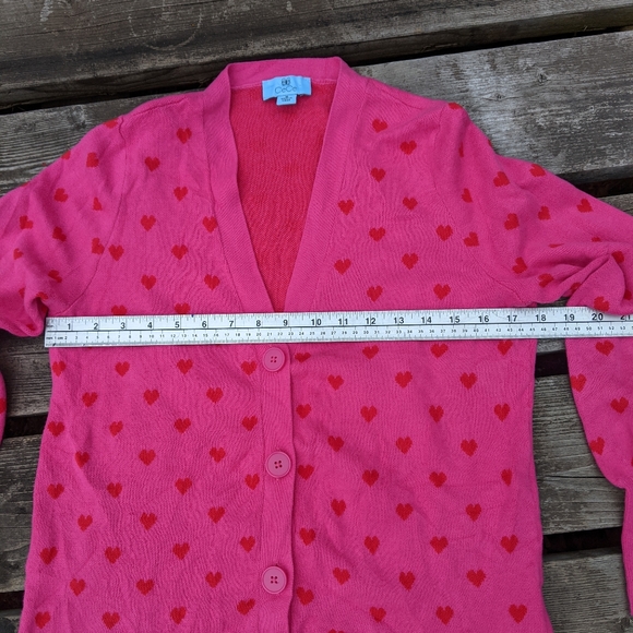 CeCe pink hearts button up cardigan sweater Jennifer's Body Barbie y2k style - Picture 6 of 9